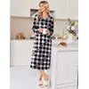 Ekouaer Womens Long Sleeve Nightgowns Christmas Nightgown Henley House Coat(Black White Plaid Heart)