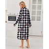 Ekouaer Womens Long Sleeve Nightgowns Christmas Nightgown Henley House Coat(Black White Plaid Heart)