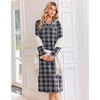 Ekouaer Womens Long Sleeve Nightgowns Christmas Nightgown Henley House Coat(Black and Grey Plaid)