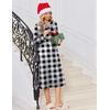 Ekouaer Womens Long Sleeve Nightgowns Christmas Nightgown Henley House Coat(Black and White Plaid)