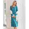 Ekouaer Womens Long Sleeve Nightgowns Christmas Nightgown Henley House Coat(Blue Green Plaid)