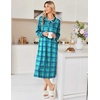 Ekouaer Womens Long Sleeve Nightgowns Christmas Nightgown Henley House Coat(Blue Green Plaid)