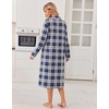 Ekouaer Womens Long Sleeve Nightgowns Christmas Nightgown Henley House Coat(Blue and Grey Plaid)
