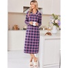 Ekouaer Womens Long Sleeve Nightgowns Christmas Nightgown Henley House Coat(Blue and Purple Plaid)