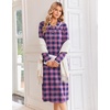 Ekouaer Womens Long Sleeve Nightgowns Christmas Nightgown Henley House Coat(Blue and Purple Plaid)