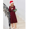 Ekouaer Womens Long Sleeve Nightgowns Christmas Nightgown Henley House Coat(Red Plaid)