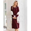 Ekouaer Womens Long Sleeve Nightgowns Christmas Nightgown Henley House Coat(Red Plaid)