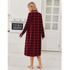 Ekouaer Womens Long Sleeve Nightgowns Christmas Nightgown Henley House Coat(Red Plaid)