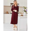 Ekouaer Womens Long Sleeve Nightgowns Christmas Nightgown Henley House Coat(Red Plaid)