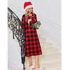 Ekouaer Womens Long Sleeve Nightgowns Christmas Nightgown Henley House Coat(Red and Black Plaid)