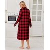 Ekouaer Womens Long Sleeve Nightgowns Christmas Nightgown Henley House Coat(Red and Black Plaid)