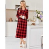 Ekouaer Womens Long Sleeve Nightgowns Christmas Nightgown Henley House Coat(Red and Black Plaid)