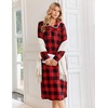 Ekouaer Womens Long Sleeve Nightgowns Christmas Nightgown Henley House Coat(Red and Black Plaid)
