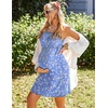 Ekouaer Womens Nursing Dress Summer Breastfeeding Maternity Clothes(Blue White Foral)