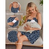 Ekouaer Womens Nursing Dress Summer Breastfeeding Maternity Clothes(Dark Blue Leaves)