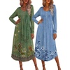 Green Boho Flower+blue Boho Flower