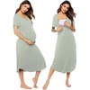 Ekouaer Nursing Nightgown Long Breastfeeding Gown Dress Maternity Pajamas(Sage Green)