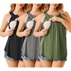 Womens Nursing Tank Tops Breastfeeding Summer Pregnancy Maternity Shirts(Black/Grey/Army Green)