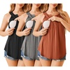 Womens Nursing Tank Tops Breastfeeding Summer Pregnancy Maternity Shirts(Black/Grey/Orange)
