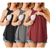 Womens Nursing Tank Tops Breastfeeding Summer Pregnancy Maternity Shirts(Black/Grey/Wine Red)