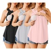 Womens Nursing Tank Tops Breastfeeding Summer Pregnancy Maternity Shirts(Black/Light Grey/Light Pink)