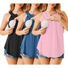 Womens Nursing Tank Tops Breastfeeding Summer Pregnancy Maternity Shirts(Black/Navy/Pink)