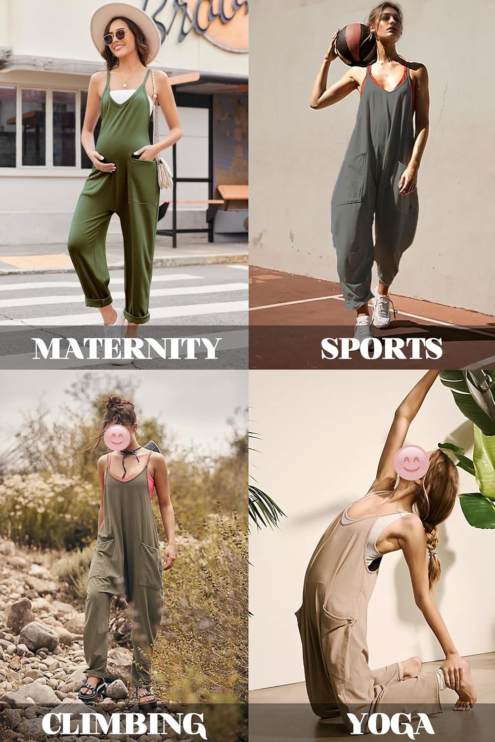 image:imageEkouaer Womens Jumpsuit Sleeveless Casual Summer Overalls Jumpers RompersRust