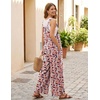 Ekouaer Overalls for Women Loose Fit Jumpsuits 2026 Fall Outfits(Orange Pink Floral)