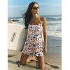 Ekouaer Rompers for Women Summer Casual Boho Short Jumpsuits Beach Outfits(Beige Blue Floral)