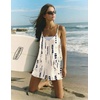 Ekouaer Rompers for Women Summer Casual Boho Short Jumpsuits Beach Outfits(Beige Tie-dye)