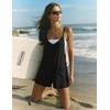 Ekouaer Rompers for Women Summer Casual Boho Short Jumpsuits Beach Outfits(Black)