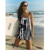 Ekouaer Rompers for Women Summer Casual Boho Short Jumpsuits Beach Outfits(Black White Tie-dye)