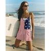 Ekouaer Rompers for Women Summer Casual Boho Short Jumpsuits Beach Outfits(Flag Print)