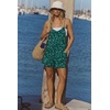 Ekouaer Rompers for Women Summer Casual Boho Short Jumpsuits Beach Outfits(Small Green Floral)