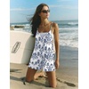 Ekouaer Rompers for Women Summer Casual Boho Short Jumpsuits Beach Outfits(White Italian Print)