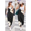 Ekouaer Womens Jumpsuit Sleeveless Casual Summer Overalls Jumpers Rompers(Black Begie Floral)