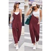 Ekouaer Womens Jumpsuit Sleeveless Casual Summer Overalls Jumpers Rompers(Burgundy)
