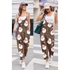 Ekouaer Womens Jumpsuit Sleeveless Casual Summer Overalls Jumpers Rompers(Christmas Leopard)