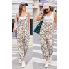 Ekouaer Womens Jumpsuit Sleeveless Casual Summer Overalls Jumpers Rompers(Floral Blue Orange Begie)