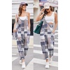Ekouaer Womens Jumpsuit Sleeveless Casual Summer Overalls Jumpers Rompers(Grey Geometric Ethnic)