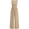 Ekouaer Womens Jumpsuit Sleeveless Casual Summer Overalls Jumpers Rompers(Khaki Brown)