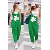 Ekouaer Womens Jumpsuit Sleeveless Casual Summer Overalls Jumpers Rompers(St Patrick’s Day Floral)
