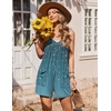 Ekouaer Womens Summer Sleeveless Rompers Overalls Adjustable Jumpsuits(Lake Blue Print)