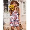 Ekouaer Womens Summer Sleeveless Rompers Overalls Adjustable Jumpsuits(Star Flag)