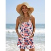 Ekouaer Womens Summer Sleeveless Rompers Overalls Adjustable Jumpsuits(Star Flag)