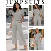 Jumpsuits for Women Casual Summer Rompers Short Sleeve One Piece Outfits(Beige Black Stripe)