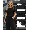Jumpsuits for Women Casual Summer Rompers Short Sleeve One Piece Outfits(Black)