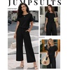 Jumpsuits for Women Casual Summer Rompers Short Sleeve One Piece Outfits(Black)