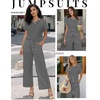 Jumpsuits for Women Casual Summer Rompers Short Sleeve One Piece Outfits(Black Stripe)