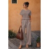 Jumpsuits for Women Casual Summer Rompers Short Sleeve One Piece Outfits(Brown Stripe)